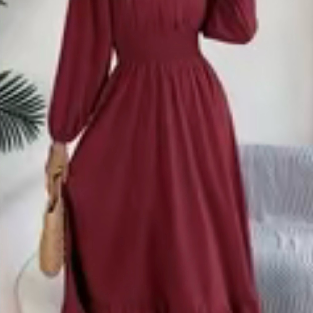 Burgundy Long Sleeve Dress